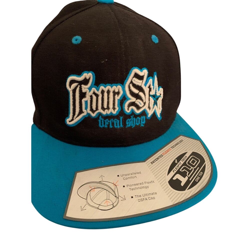 New Four Star Decal Shop Black Teal Snapback Hat Cap New Adult One Size